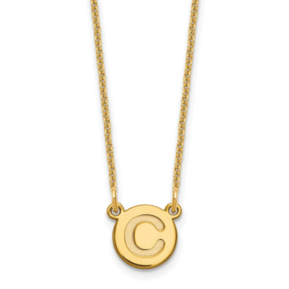 14k Tiny Circle Block Letter C Initial Necklace