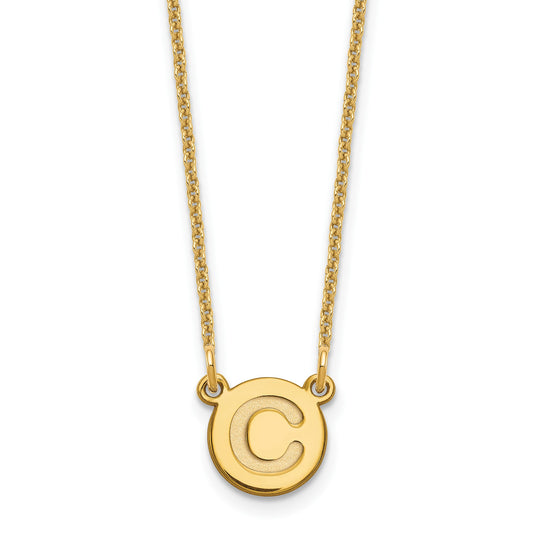 14k Tiny Circle Block Letter C Initial Necklace