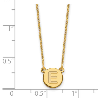 14KY Tiny Circle Block Letter E Initial Necklace