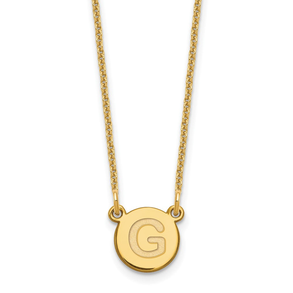 14KY Tiny Circle Block Letter G Initial Necklace