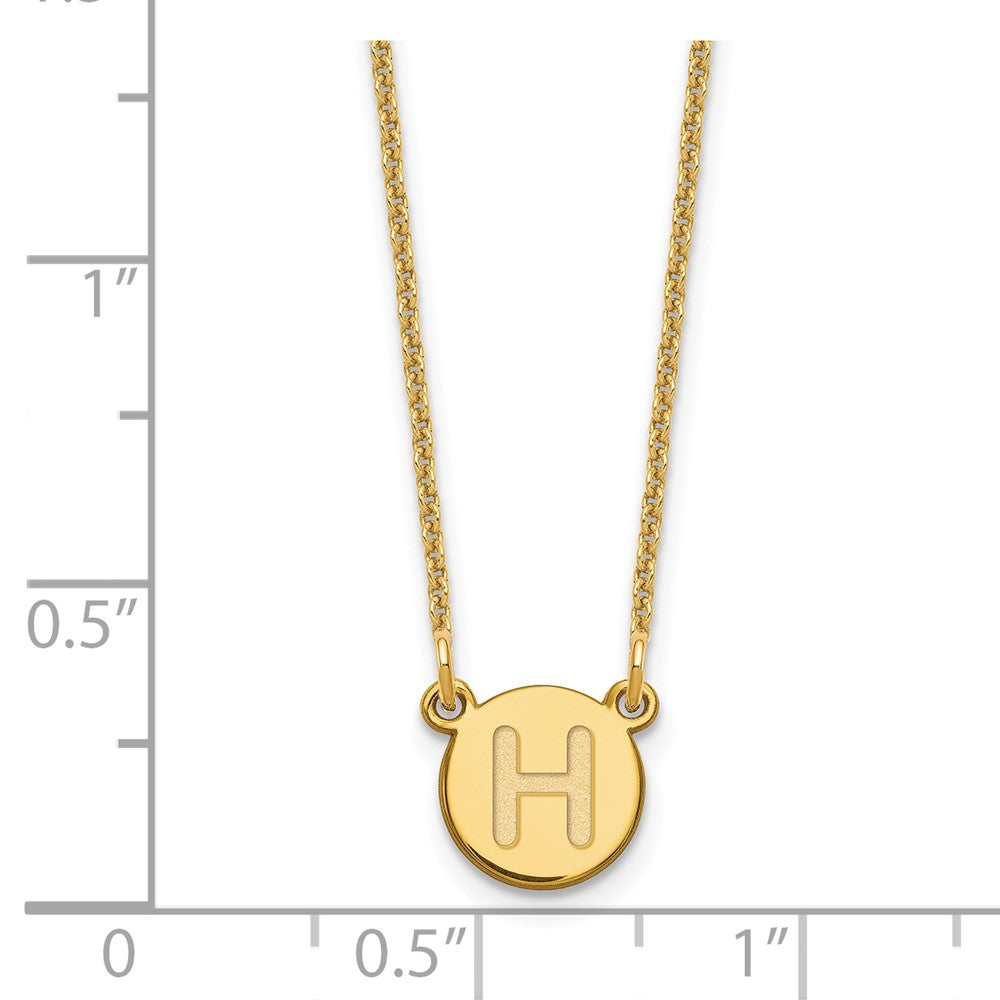 14KY Tiny Circle Block Letter H Initial Necklace