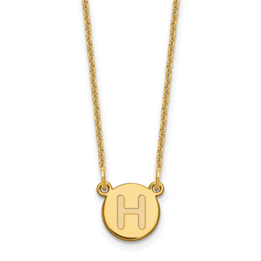 14KY Tiny Circle Block Letter H Initial Necklace