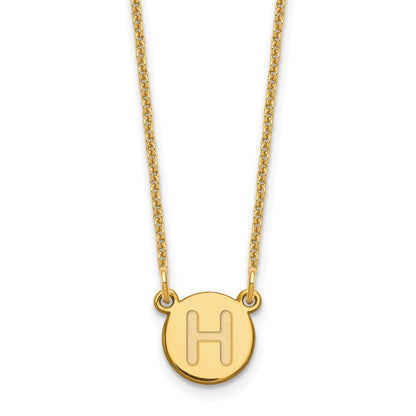 14KY Tiny Circle Block Letter H Initial Necklace