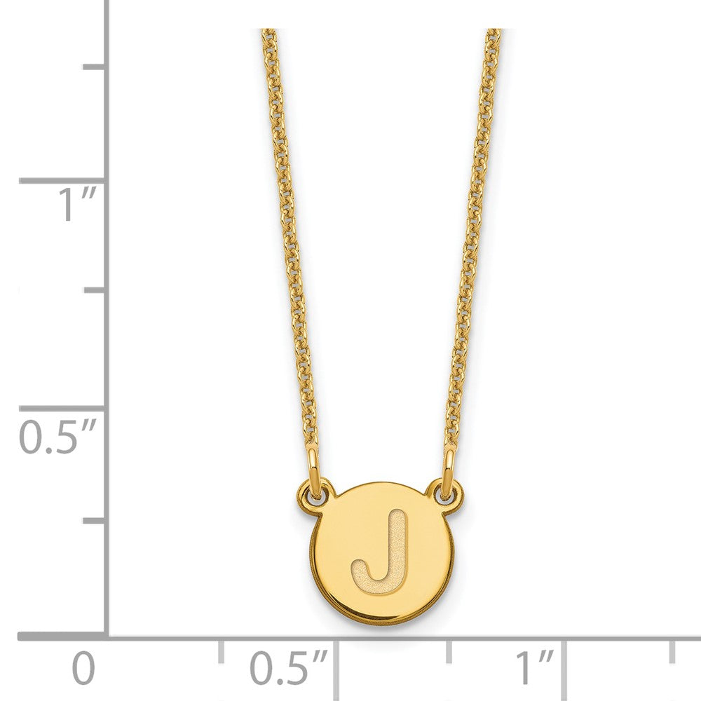 14KY Tiny Circle Block Letter J Initial Necklace