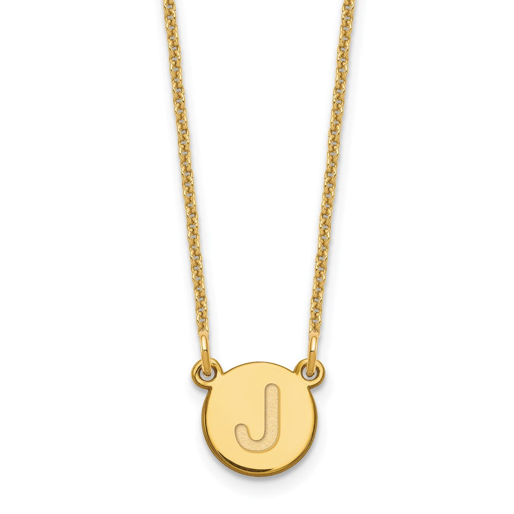 14KY Tiny Circle Block Letter J Initial Necklace