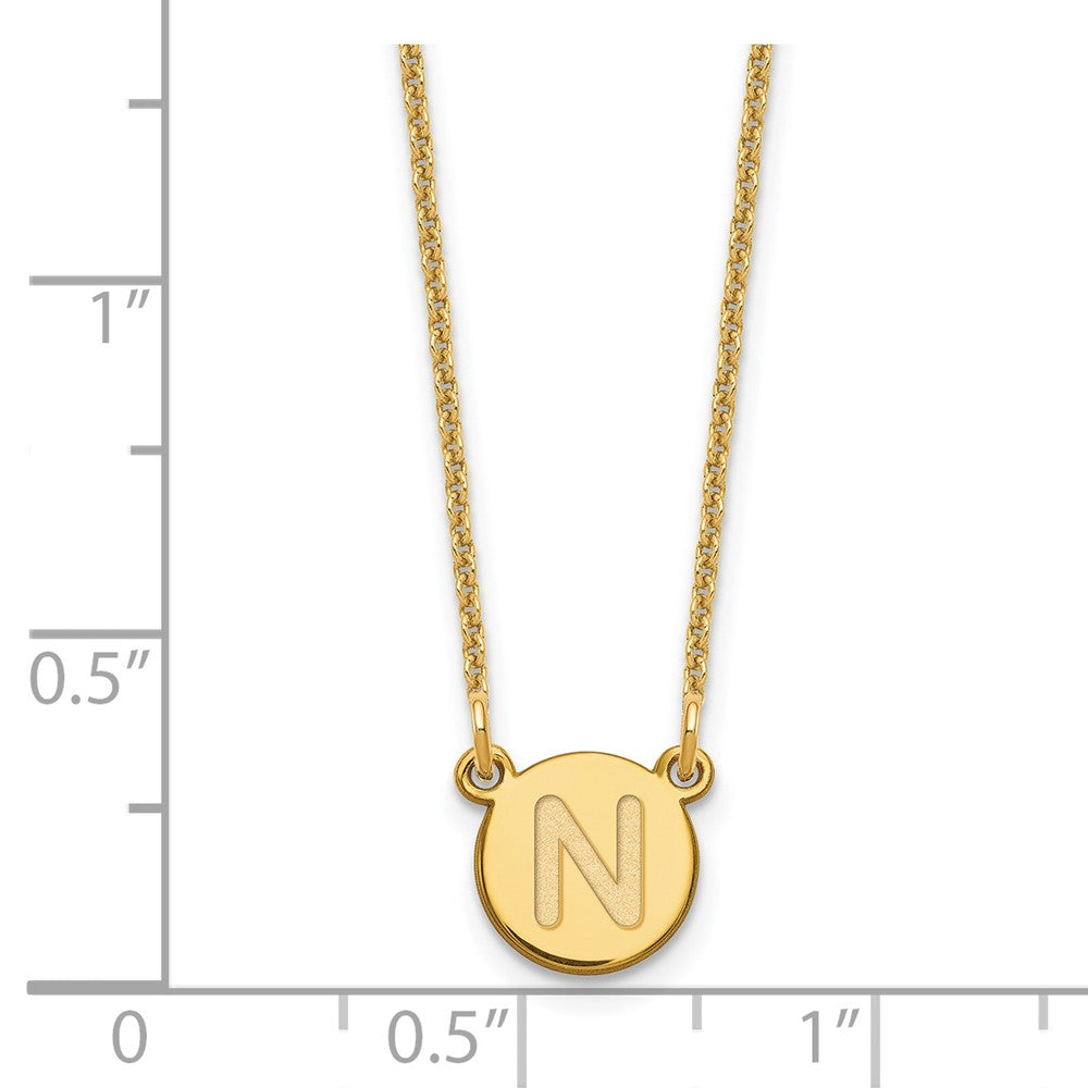 14KY Tiny Circle Block Letter N Initial Necklace