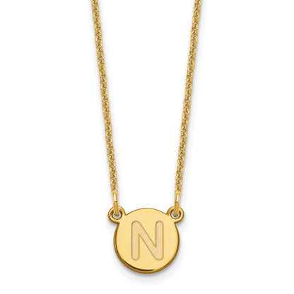 14KY Tiny Circle Block Letter N Initial Necklace