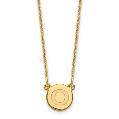 14KY Tiny Circle Block Letter O Initial Necklace