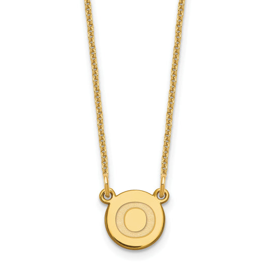 14KY Tiny Circle Block Letter O Initial Necklace