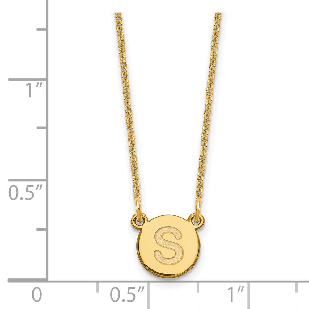 14KY Tiny Circle Block Letter S Initial Necklace