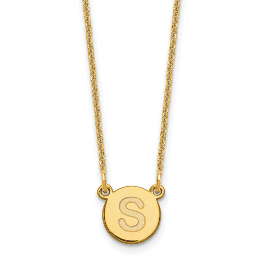 14KY Tiny Circle Block Letter S Initial Necklace