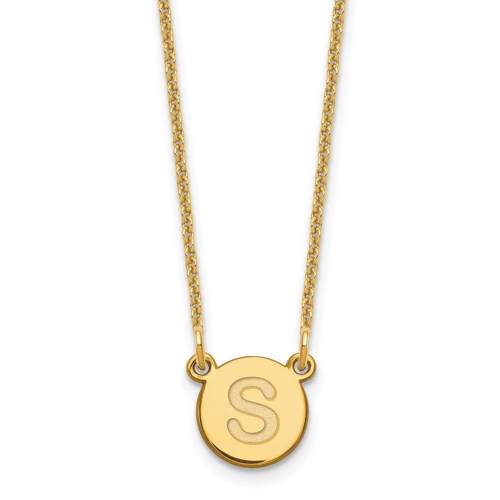 14KY Tiny Circle Block Letter S Initial Necklace