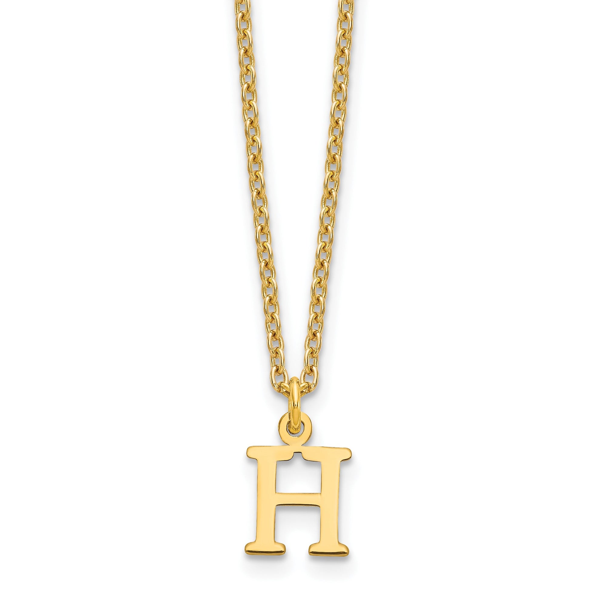 Sterling Silver Gold-plated Cutout Letter H Initial Necklace
