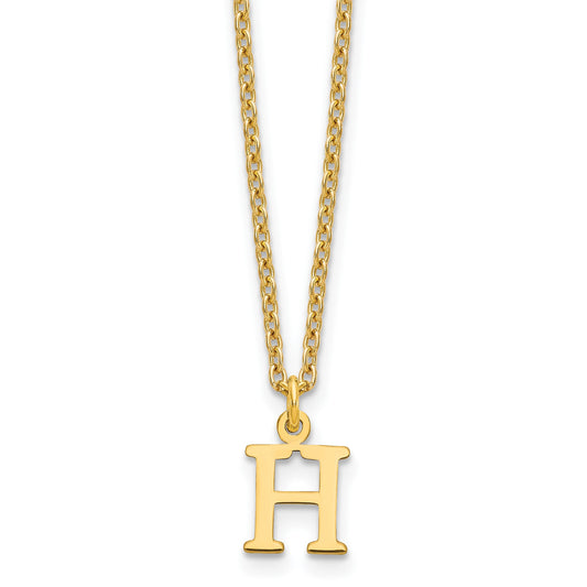 Sterling Silver Gold-plated Cutout Letter H Initial Necklace