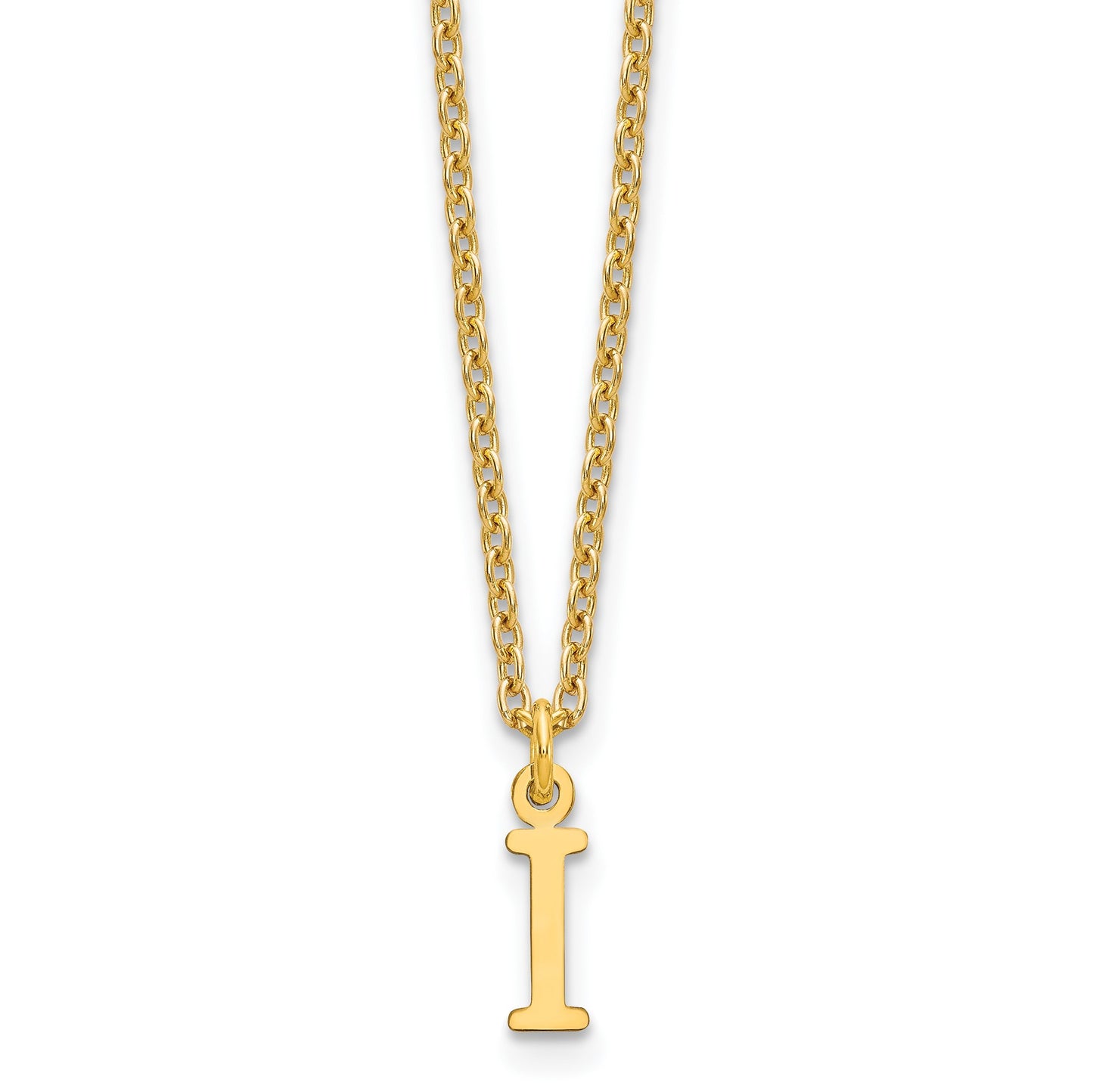 Sterling Silver Gold-plated Cutout Letter I Initial Necklace
