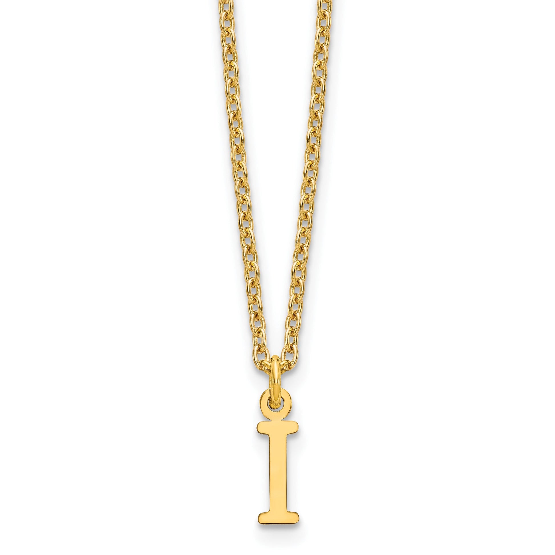 Sterling Silver Gold-plated Cutout Letter I Initial Necklace