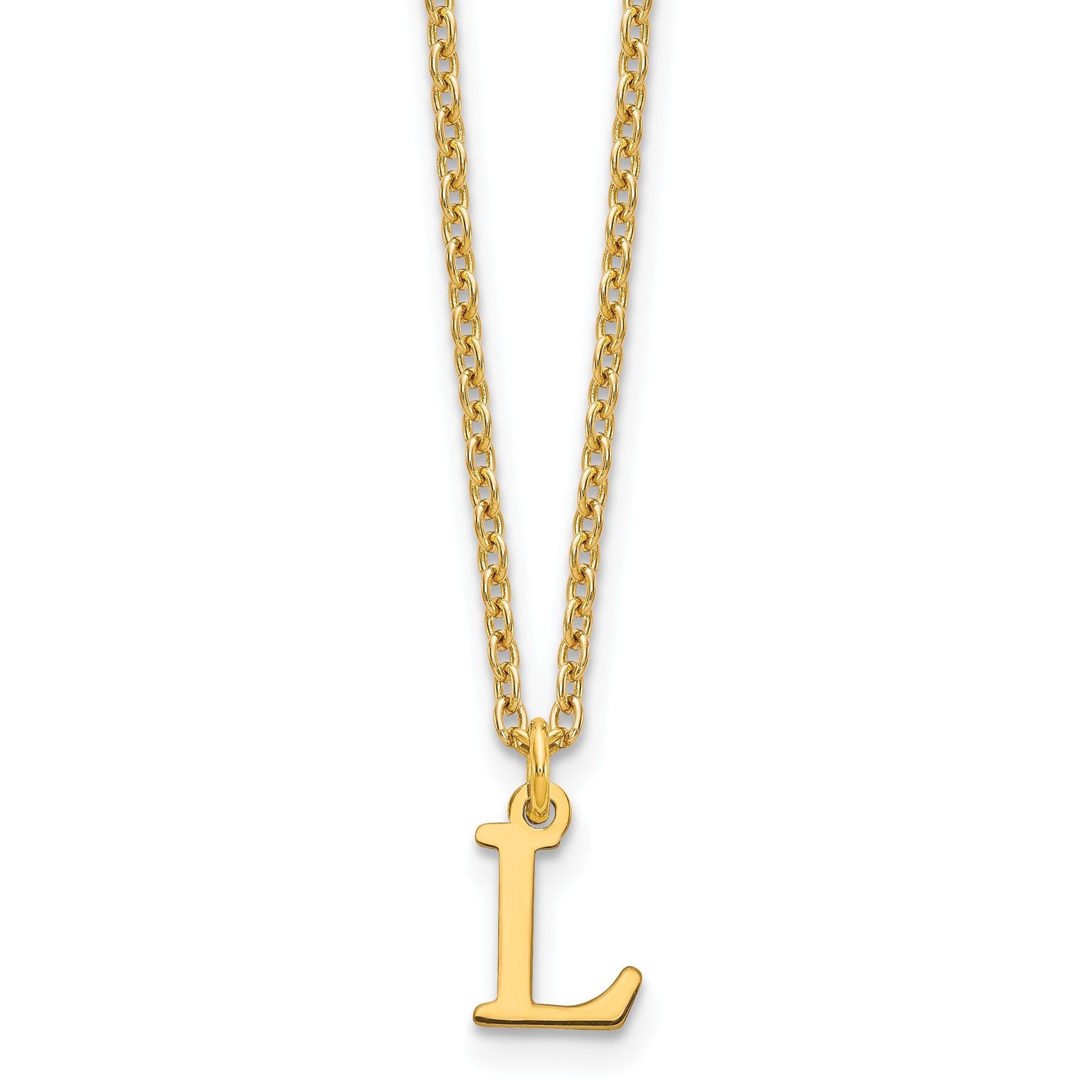 Sterling Silver Gold-plated Cutout Letter L Initial Necklace
