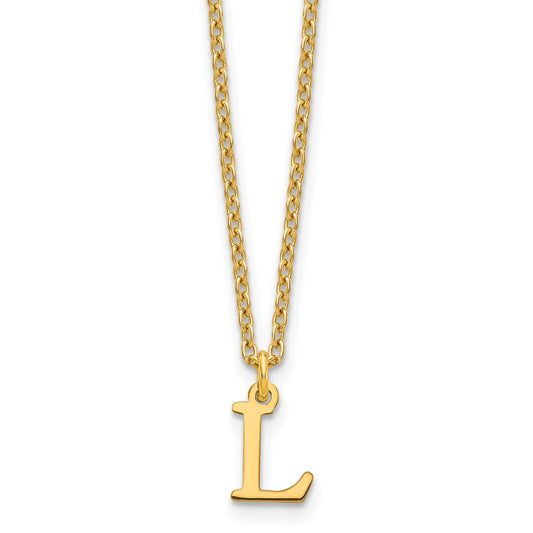 Sterling Silver Gold-plated Cutout Letter L Initial Necklace