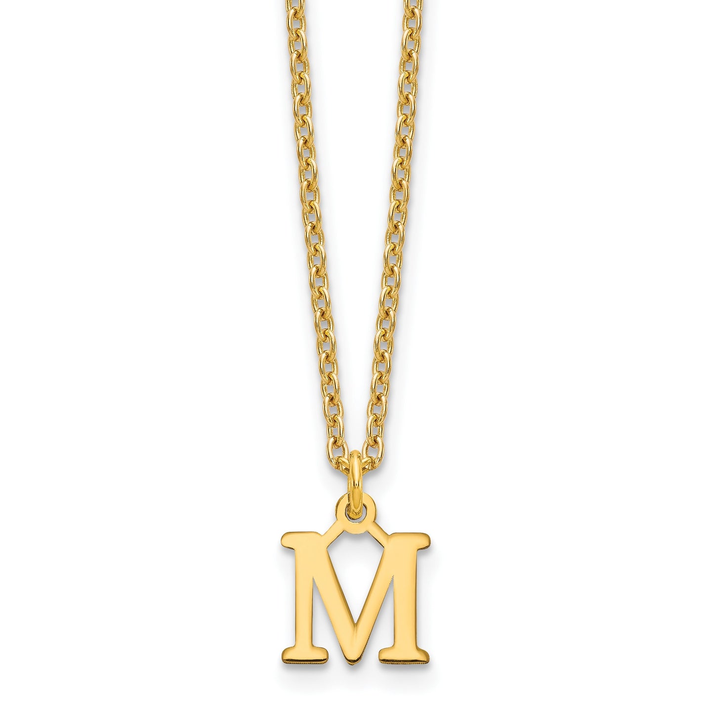 Sterling Silver Gold-plated Cutout Letter M Initial Necklace