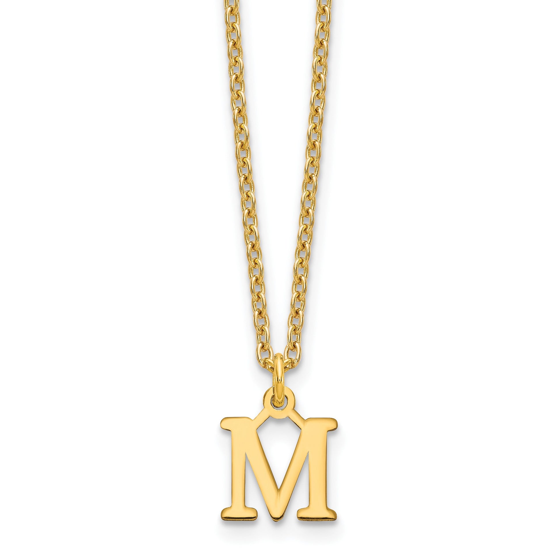 Sterling Silver Gold-plated Cutout Letter M Initial Necklace