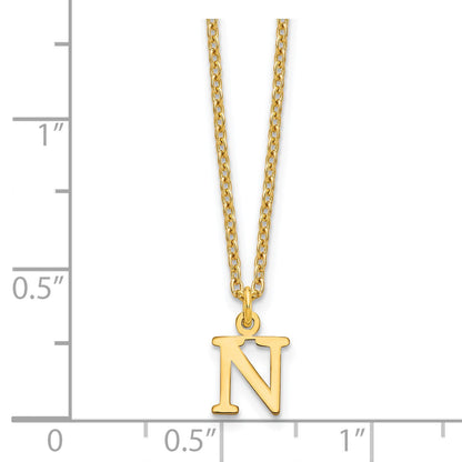 Sterling Silver Gold-plated Cutout Letter N Initial Necklace