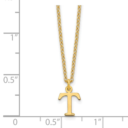 Sterling Silver Gold-plated Cutout Letter T Initial Necklace