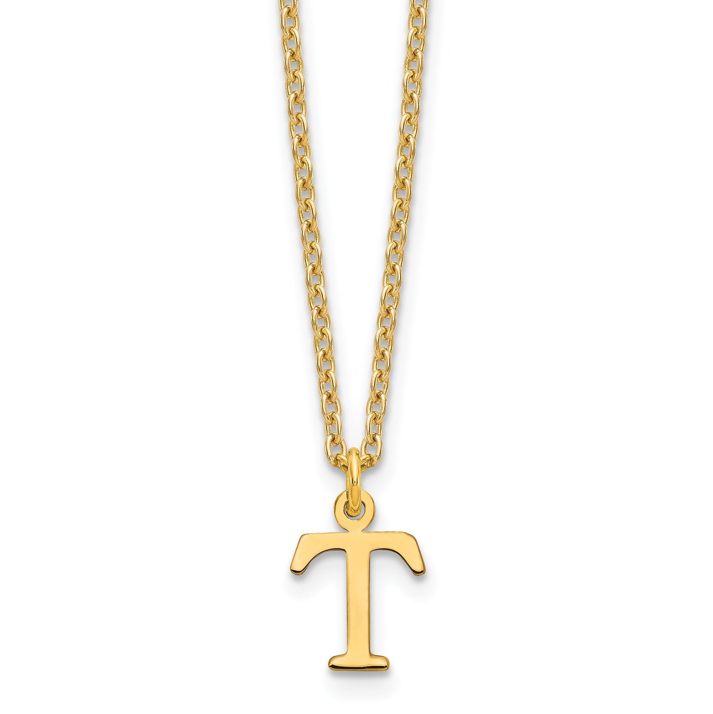 Sterling Silver Gold-plated Cutout Letter T Initial Necklace