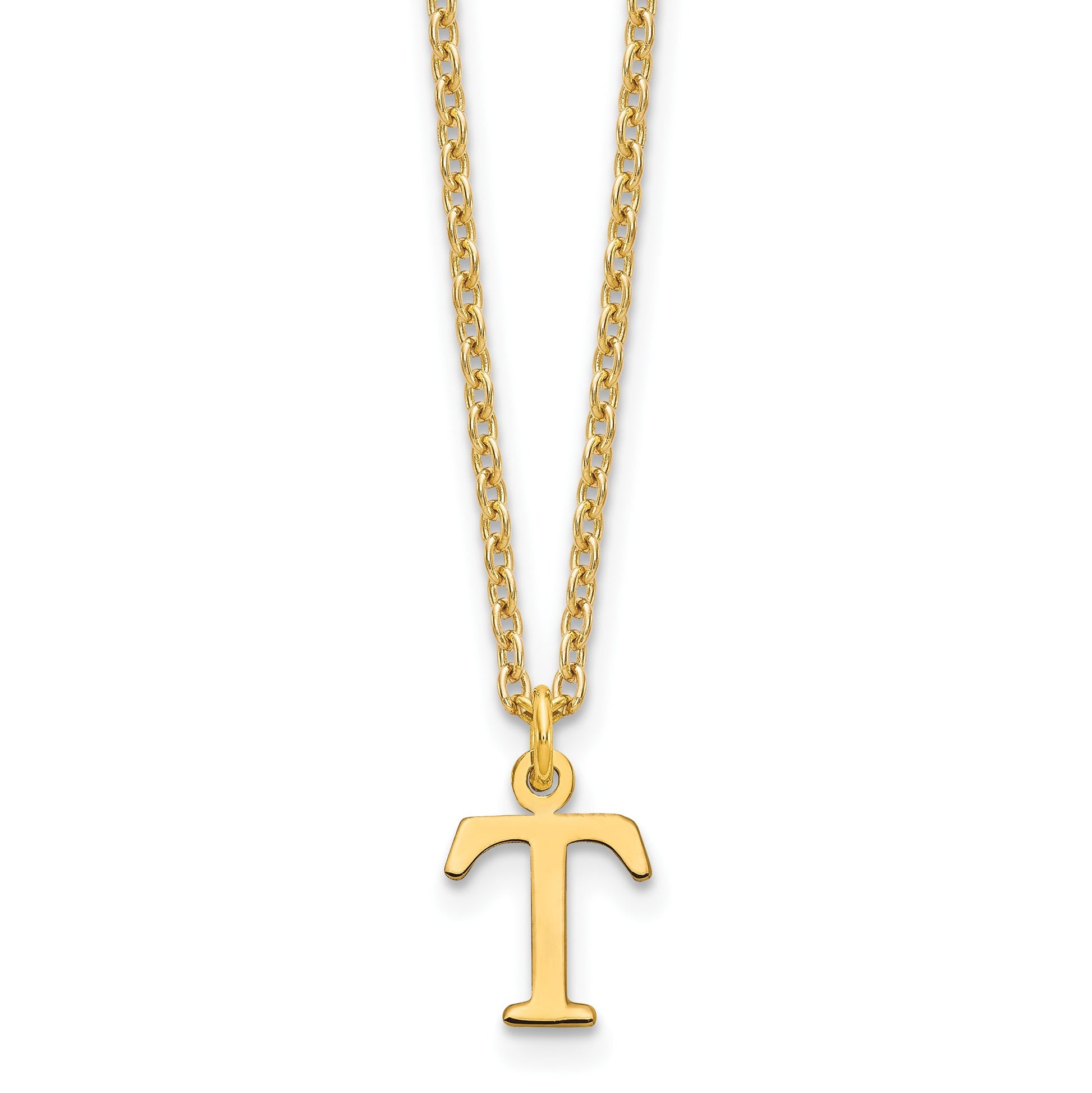 Sterling Silver Gold-plated Cutout Letter T Initial Necklace