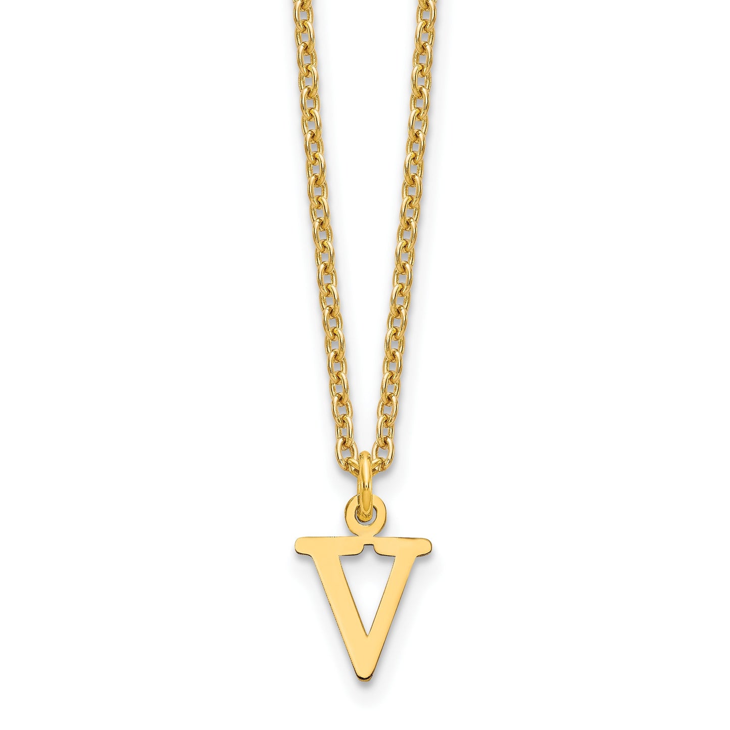 Sterling Silver Gold-plated Cutout Letter V Initial Necklace