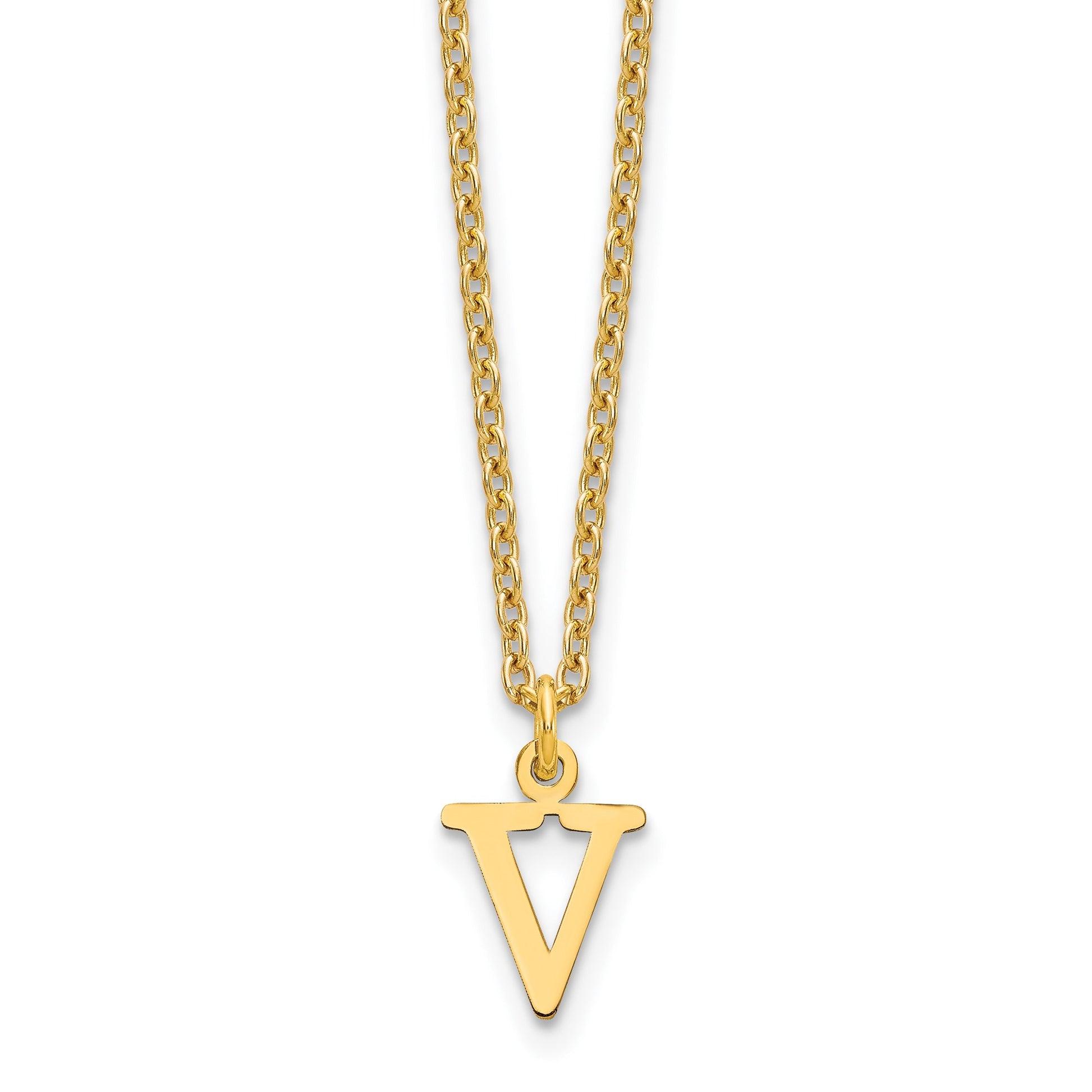 Sterling Silver Gold-plated Cutout Letter V Initial Necklace