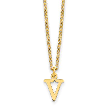 Sterling Silver Gold-plated Cutout Letter V Initial Necklace