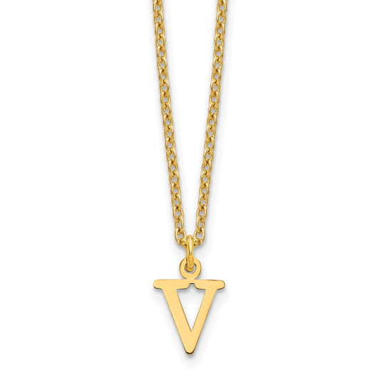 Sterling Silver Gold-plated Cutout Letter V Initial Necklace