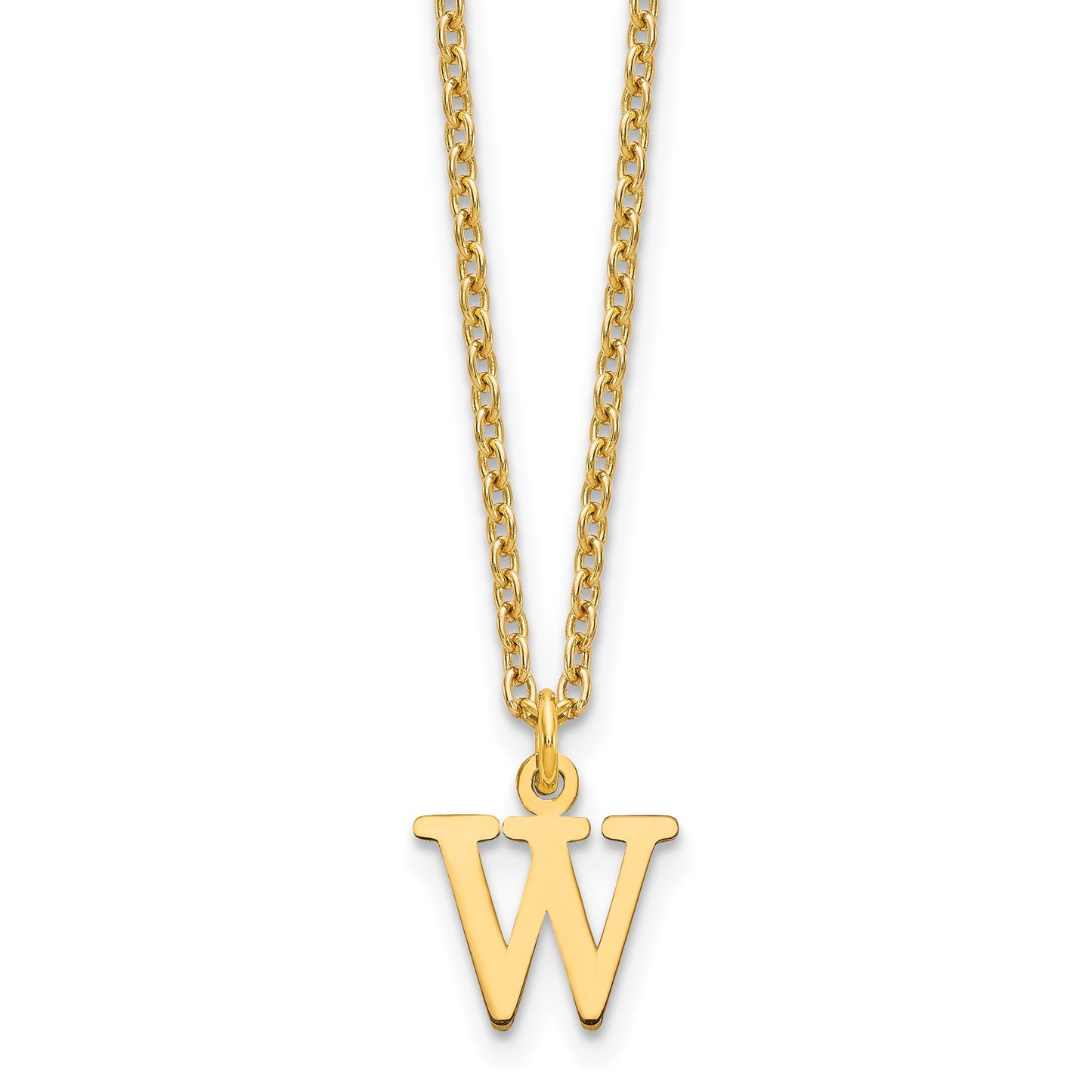 Sterling Silver Gold-plated Cutout Letter W Initial Necklace