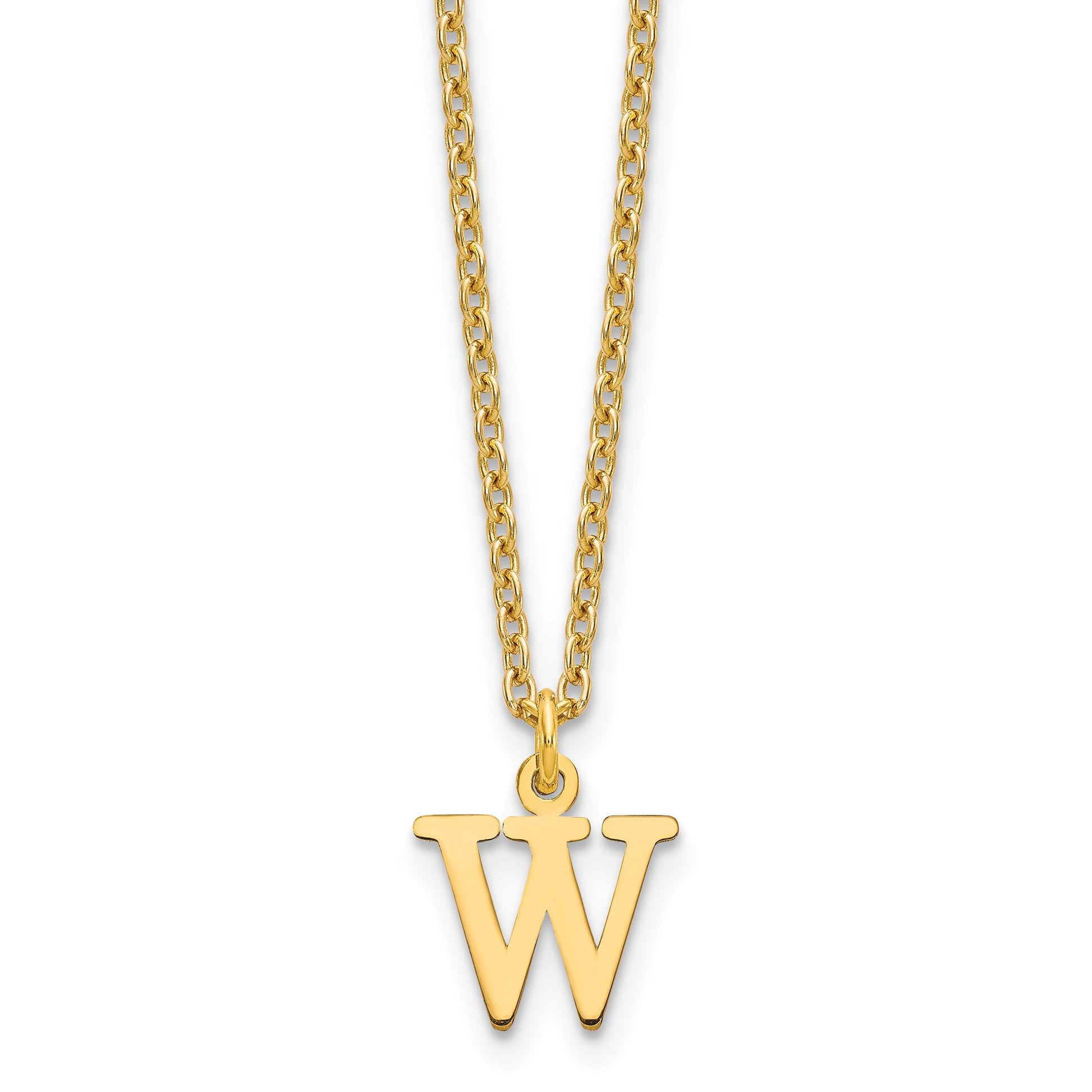 Sterling Silver Gold-plated Cutout Letter W Initial Necklace