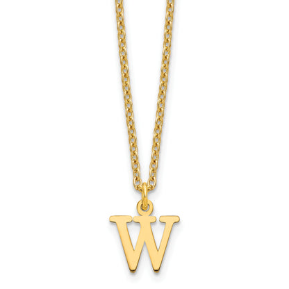Sterling Silver Gold-plated Cutout Letter W Initial Necklace