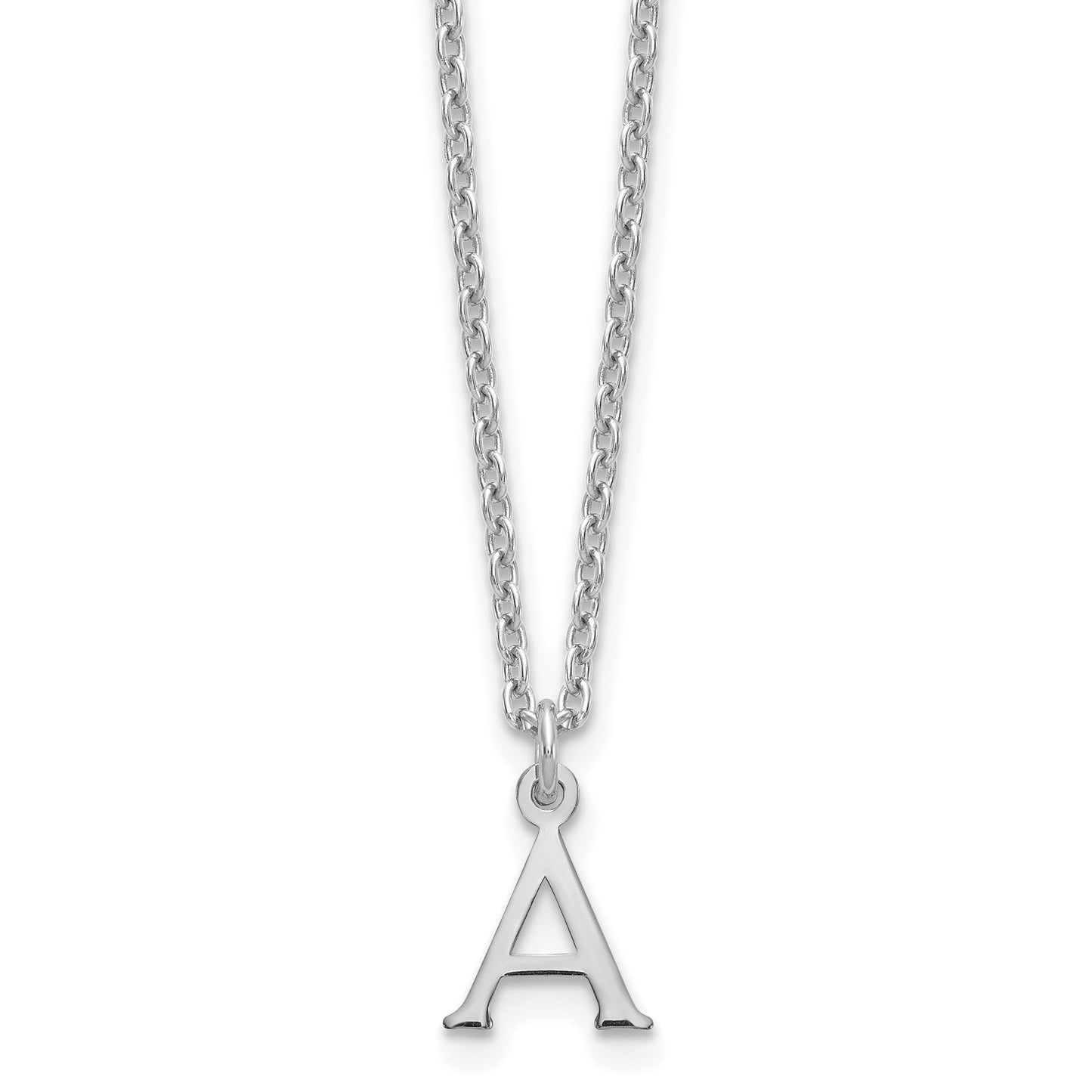 Sterling Silver Rhodium-plated Cutout Letter A Initial Necklace