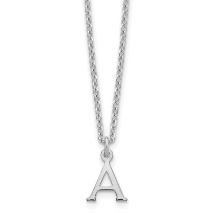Sterling Silver Rhodium-plated Cutout Letter A Initial Necklace