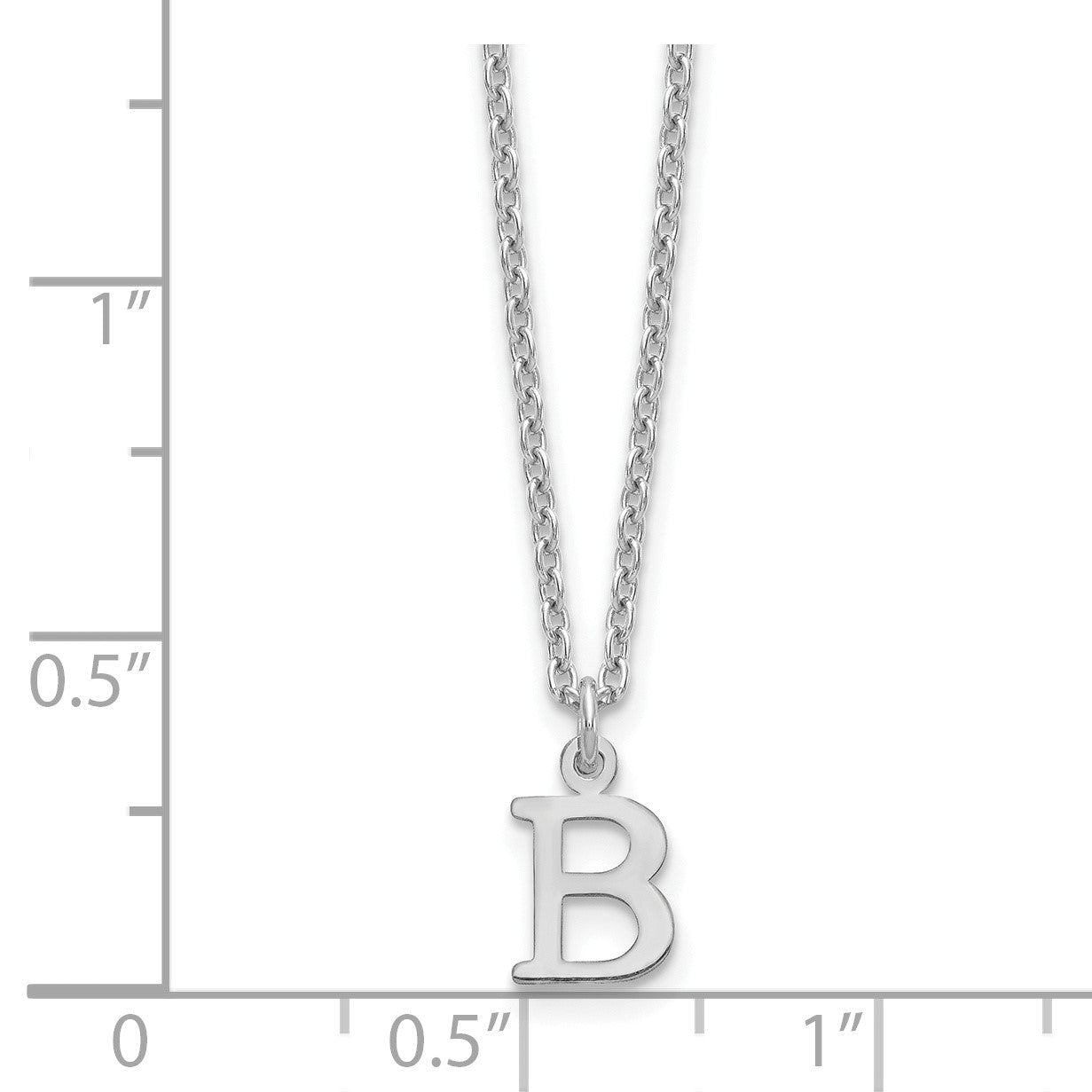 Sterling Silver Rhodium-plated Cutout Letter B Initial Necklace