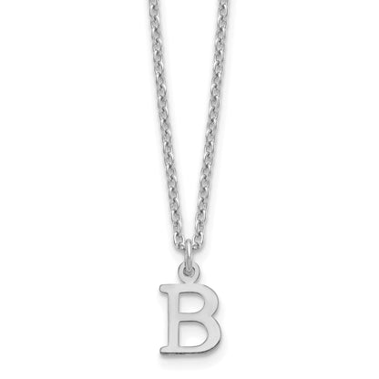 Sterling Silver Rhodium-plated Cutout Letter B Initial Necklace