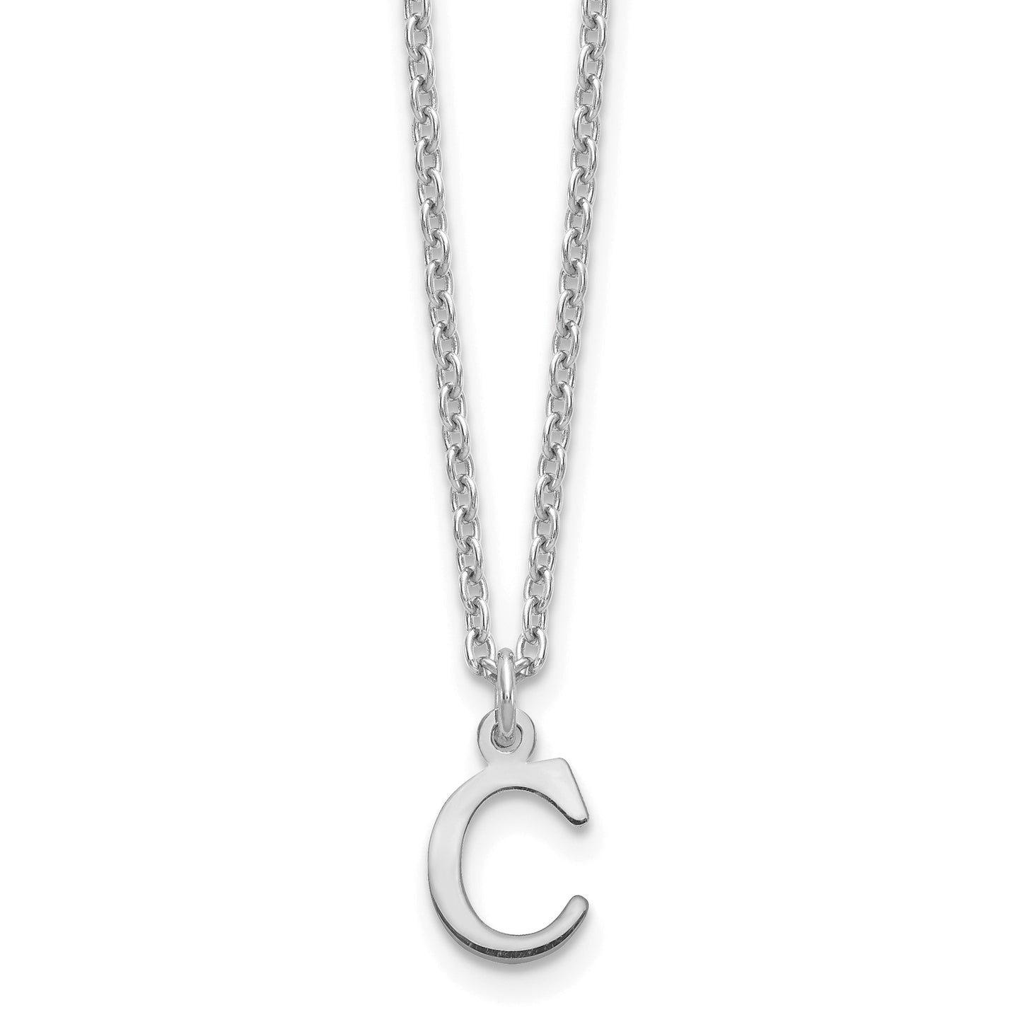 Sterling Silver Rhodium-plated Cutout Letter C Initial Necklace