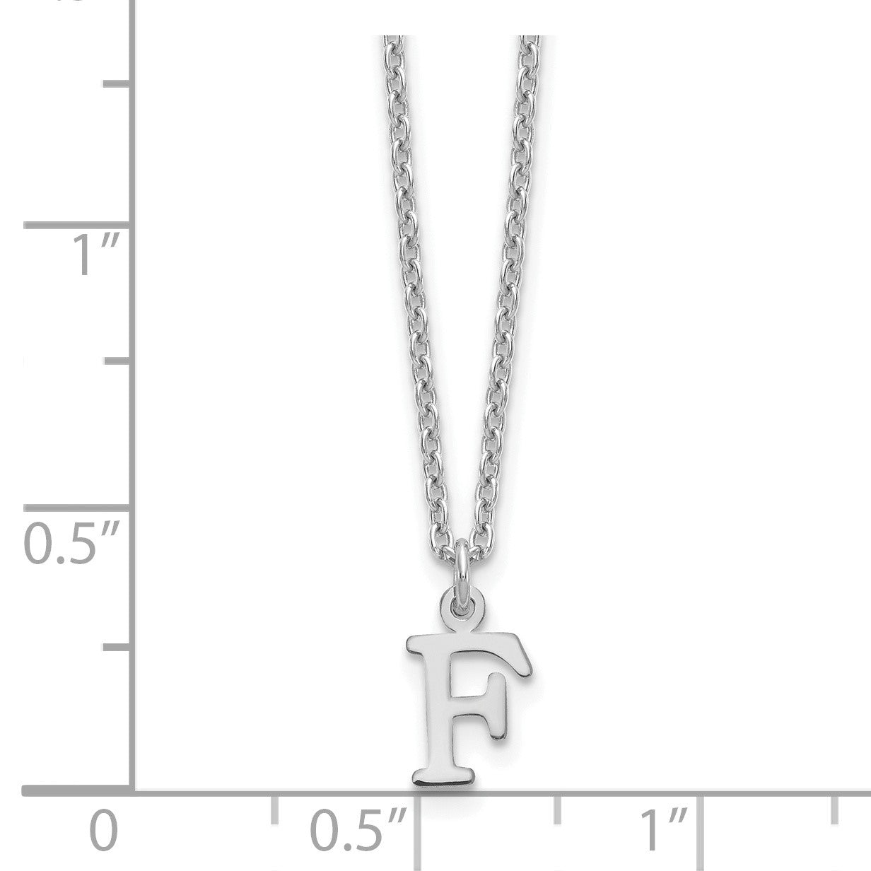 Sterling Silver Rhodium-plated Cutout Letter F Initial Necklace