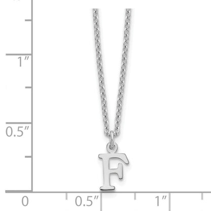 Sterling Silver Rhodium-plated Cutout Letter F Initial Necklace
