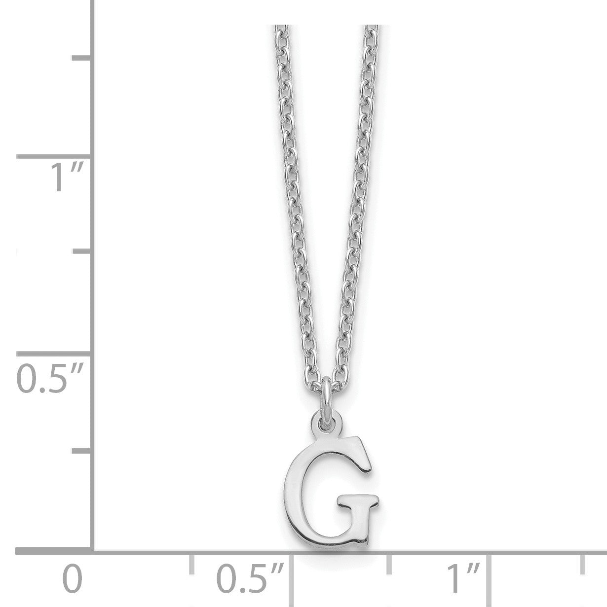 Sterling Silver Rhodium-plated Cutout Letter G Initial Necklace