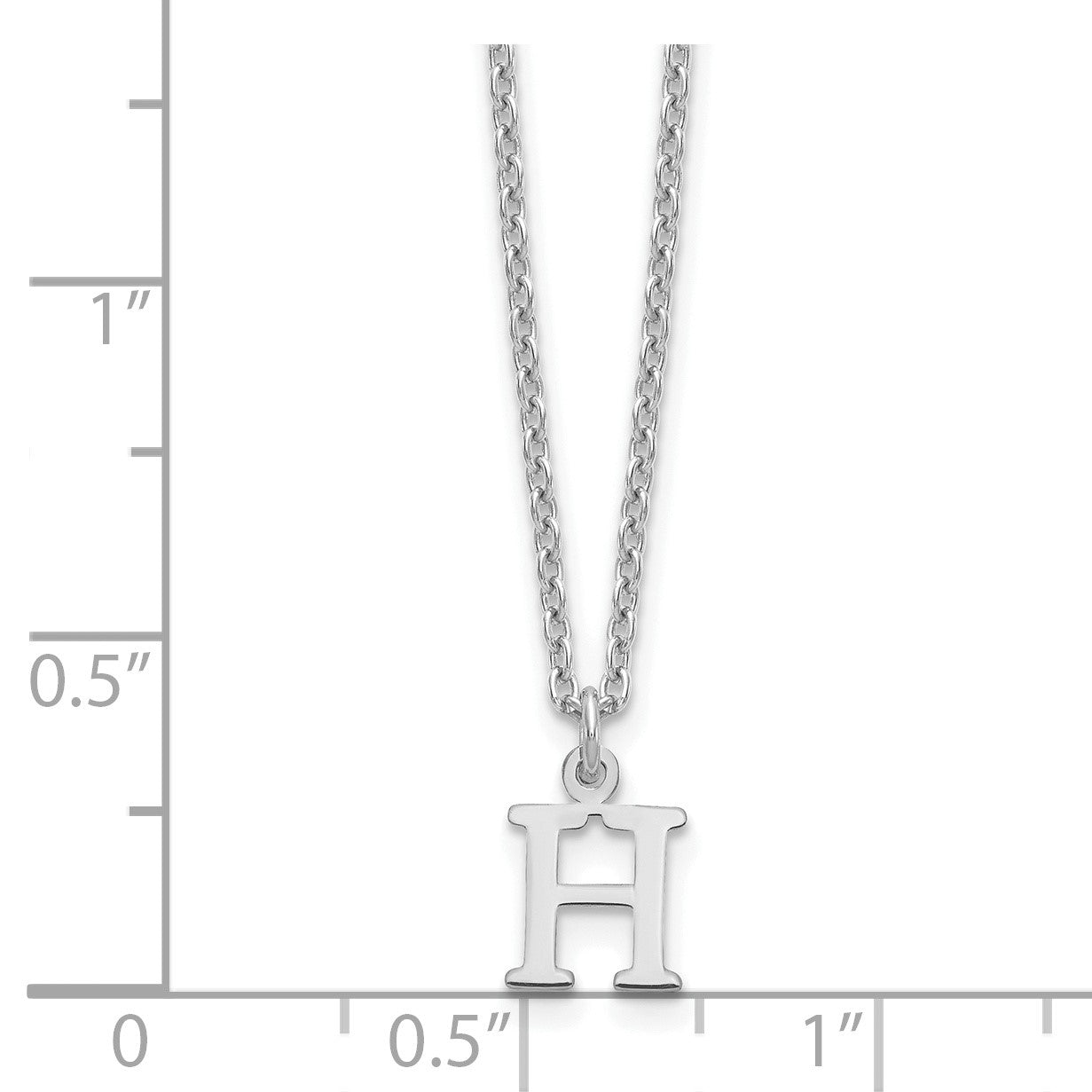 Sterling Silver Rhodium-plated Cutout Letter H Initial Necklace