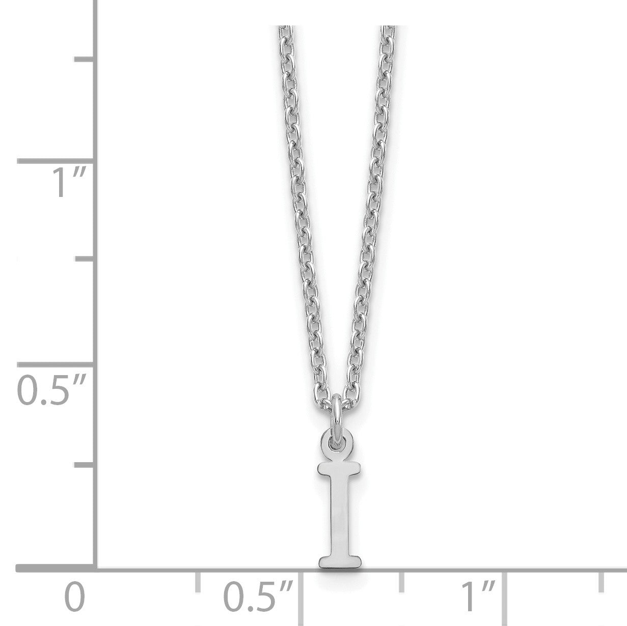Sterling Silver Rhodium-plated Cutout Letter I Initial Necklace