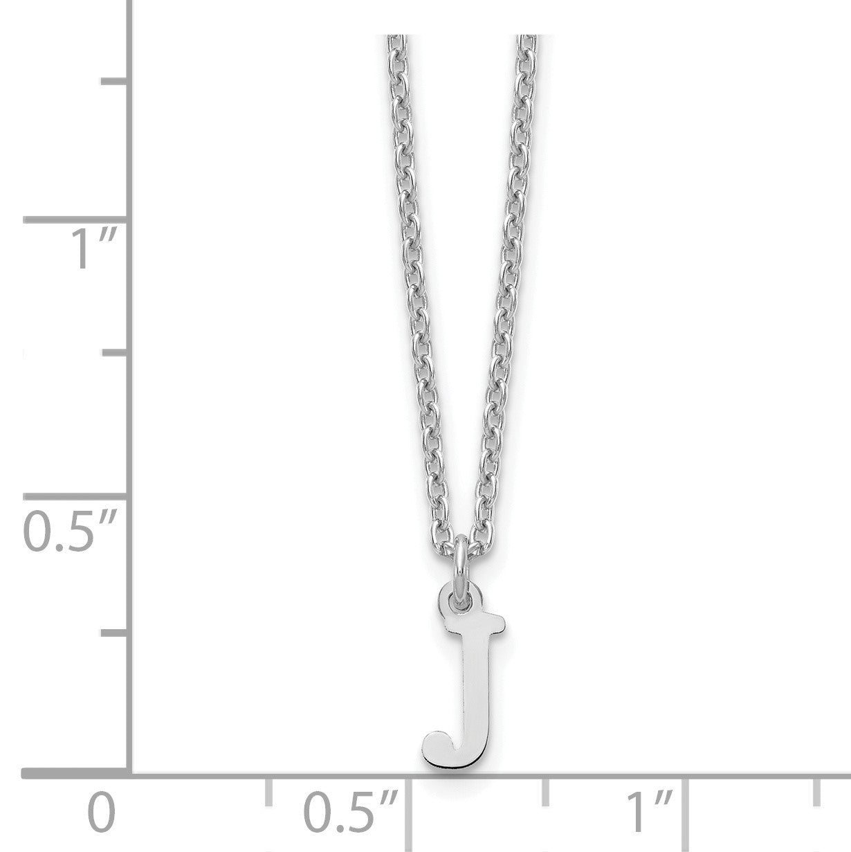 Sterling Silver Rhodium-plated Cutout Letter J Initial Necklace