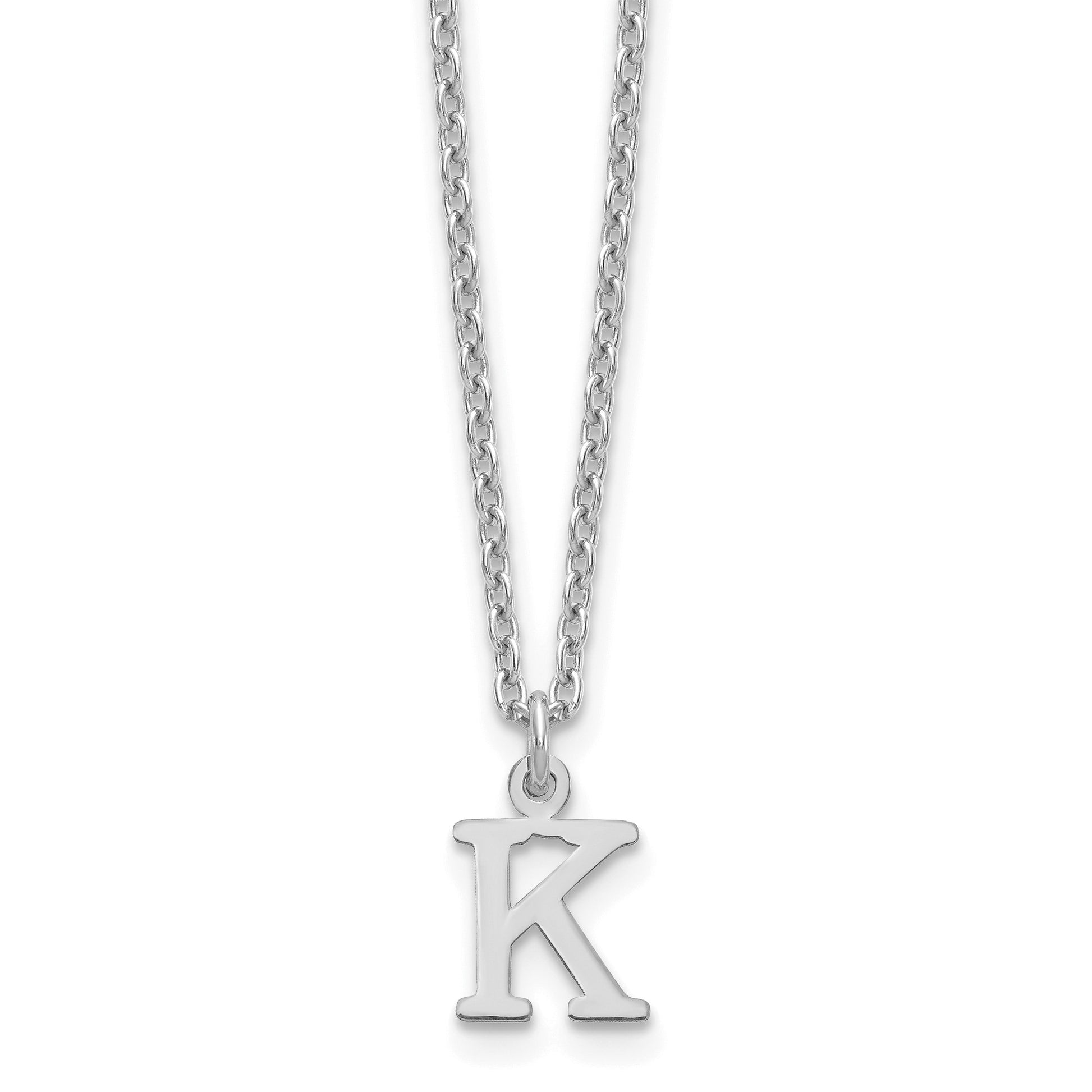 Sterling Silver Rhodium-plated Cutout Letter K Initial Necklace