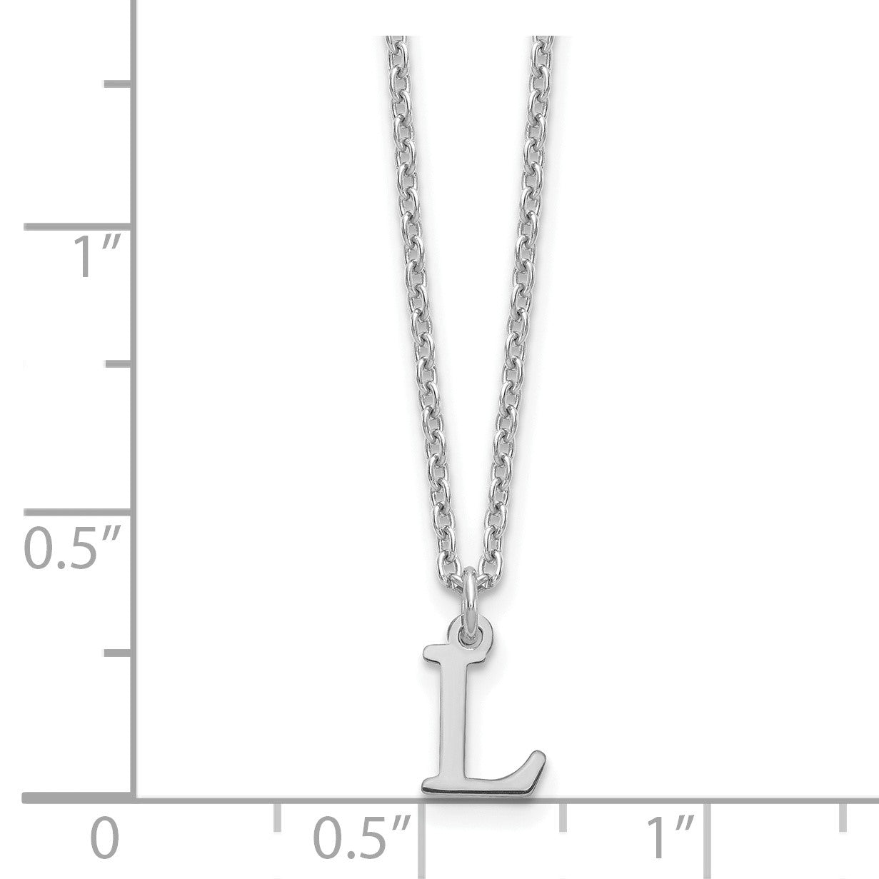 Sterling Silver Rhodium-plated Cutout Letter L Initial Necklace