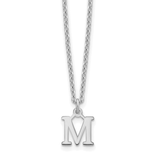 Sterling Silver Rhodium-plated Cutout Letter M Initial Necklace