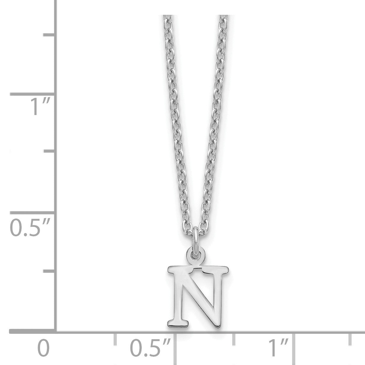 Sterling Silver Rhodium-plated Cutout Letter N Initial Necklace